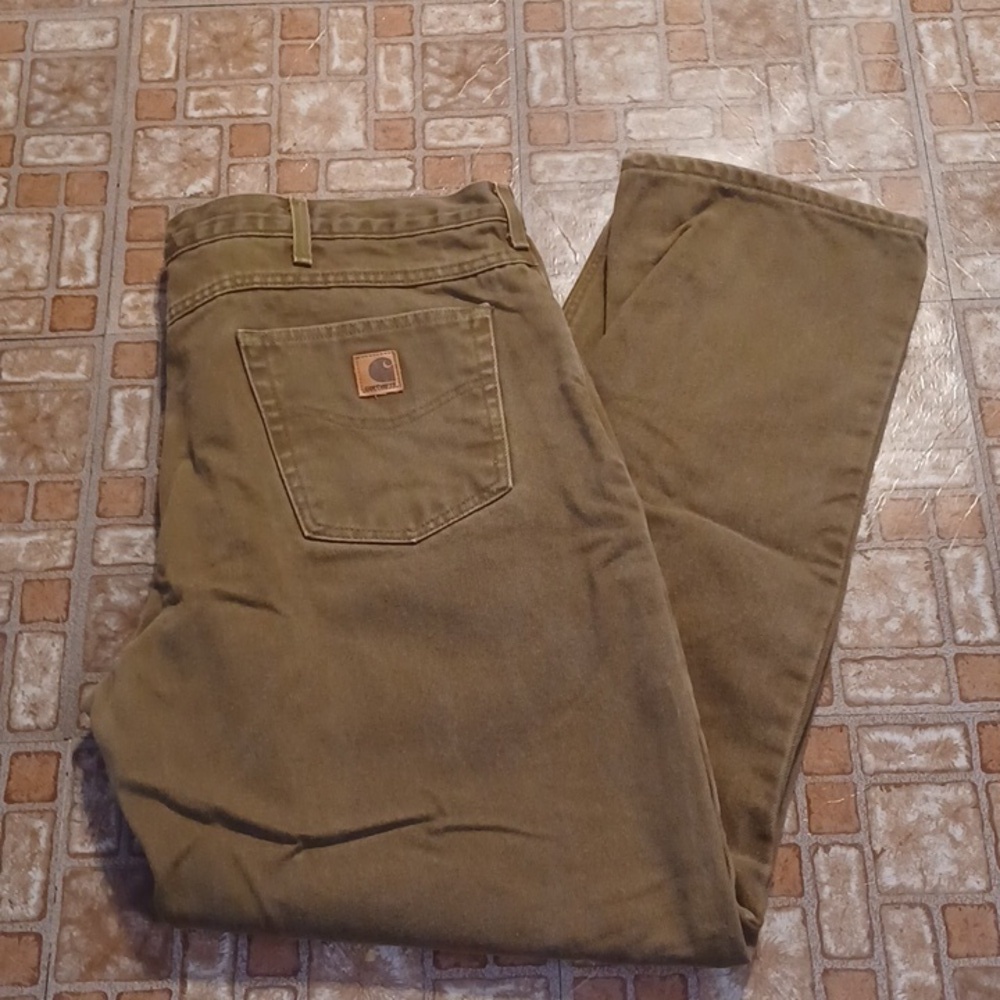 Carhartt flannel lined jeans men's size  40x32 green